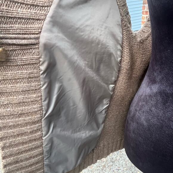 Mob Wife Chic Faux Fur Cable Knit Gilet Vest Western Tan Brown Sz 12 - Picture 8 of 9